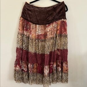 Younique Earthy Patchwork Midi Skirt
